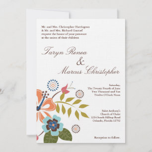 5x7 Tropical Luau Flower Linen Faire-part de maria