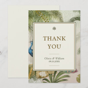 5x7 Tropical Peacock Palm Blank Wedding Thank You