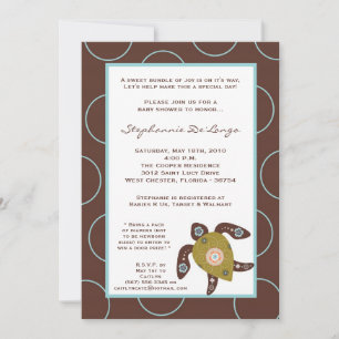 5x7 TropicalHawaiian Turtle Baby shower Invitation