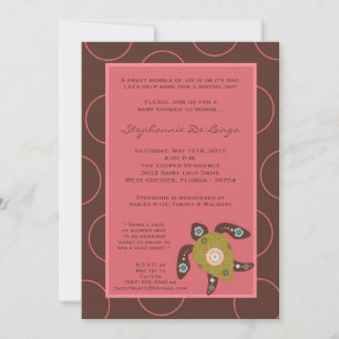 5x7 TropicalHawaiian Turtle Baby shower Invitation