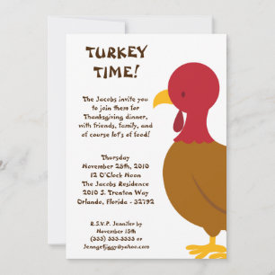 5x7 Turkey Food Thanksgiving Party Invitation