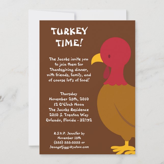 5x7 Turquie Invitation à une fête d'action de grâc (Devant)