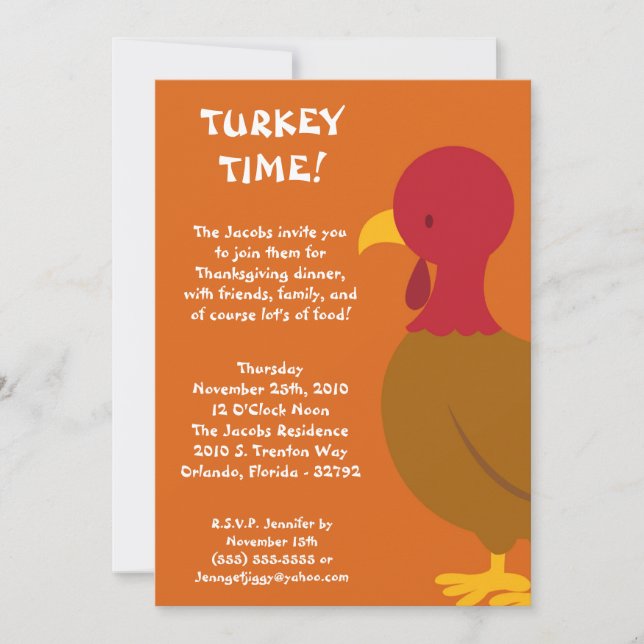 5x7 Turquie Invitation à une fête d'action de grâc (Devant)