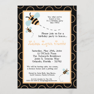 5x7 TWINS Bumble Honey Bee Birthday Invitation