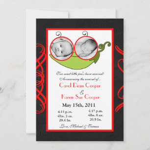 5x7 Twins Pea dans un Faire-part de naissance PHOT