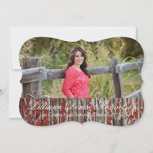 5x7 Vieux grenier rouge Bois Météo Faire-part prin (Devant)