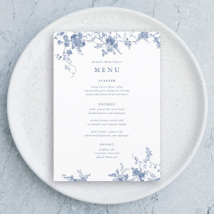 5x7" Vintage Blue Wedding Table Menu Cards