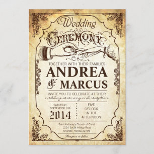5x7 Vintage Ceremony Ring Excha Wedding Invitation