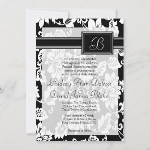 5x7 Wedding Invitation Black & White Filigree
