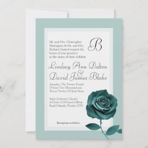 5x7 Wedding Invitation Blue Flower