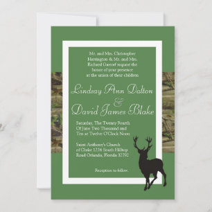5x7 Wedding Invitation Green Deer and Camo