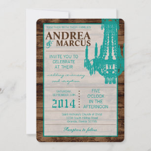 5x7  Western Rustic Chandelier Wedding Invitation