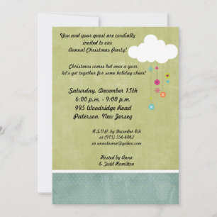 5x7 Winter Cloud / Snowflakes Christmas Invitation
