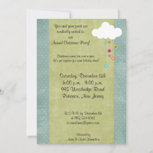 5x7 Winter Cloud / Snowflakes Christmas Invitation