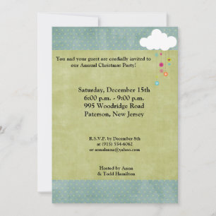 5x7 Winter Cloud / Snowflakes Christmas Invitation