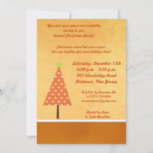 5x7 Winter Orange Christmas Tree Invitation