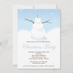 5x7 Winter Snow Snowman Christmas Invitation