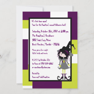 5x7 Witchy Ways Purple Halloween Party Invitation