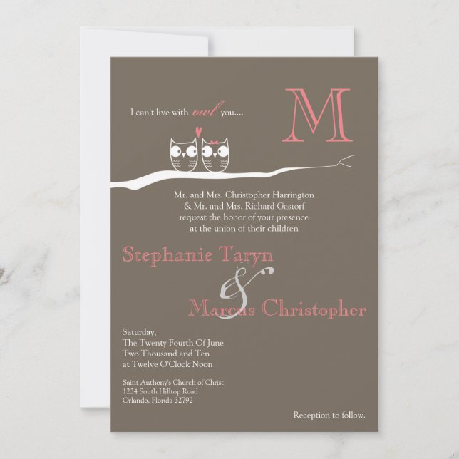 5x7 With Owl You Woodland Hoot Wedding Invitation (Front)