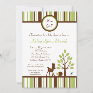 5x7 Woodland Forest Deer Baby Shower Invitation