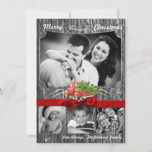 5x7 XMAS Camion de Noël Rouge Carte photo en bois