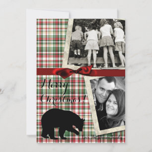 5x7 XMAS Carte photo de Fabre d'ours rouge Noël pl