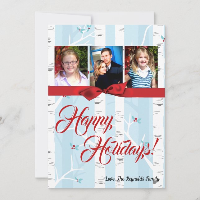 5x7 XMAS Carte photo d'hiver pour oiseaux de Noël (Devant)