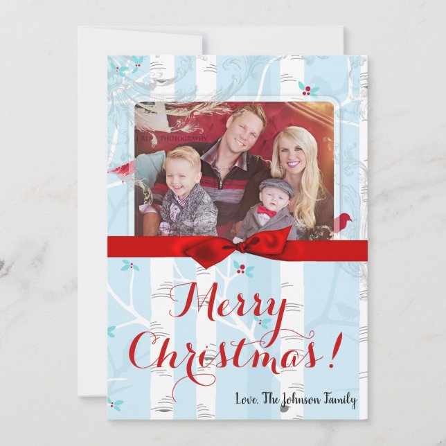 5x7 XMAS Carte photo d'hiver pour oiseaux de Noël (Devant)