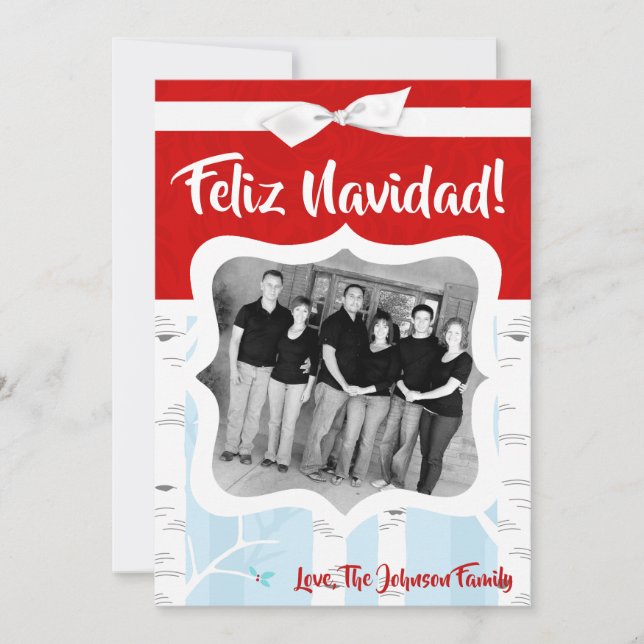 5x7 XMAS Carte photo d'hiver pour oiseaux de Noël (Devant)
