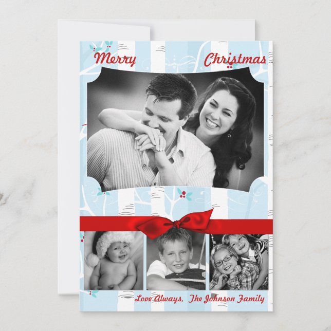 5x7 XMAS Carte photo d'hiver pour oiseaux de Noël (Devant)