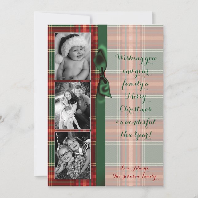 5x7 XMAS Carte photo en tissu rouge de Noël (Devant)