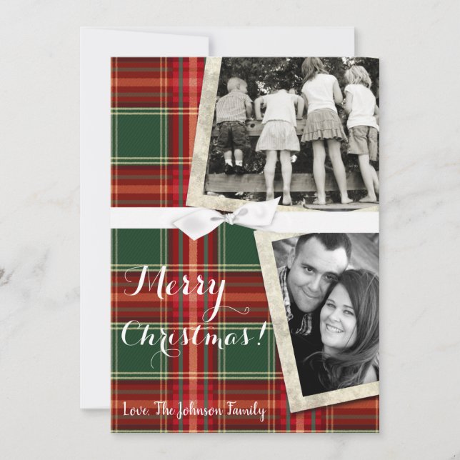 5x7 XMAS Carte photo en tissu rouge de Noël (Devant)