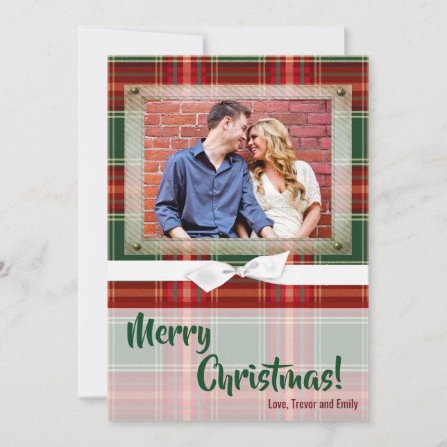 5x7 XMAS Carte photo en tissu rouge plaqué Noël (Devant)