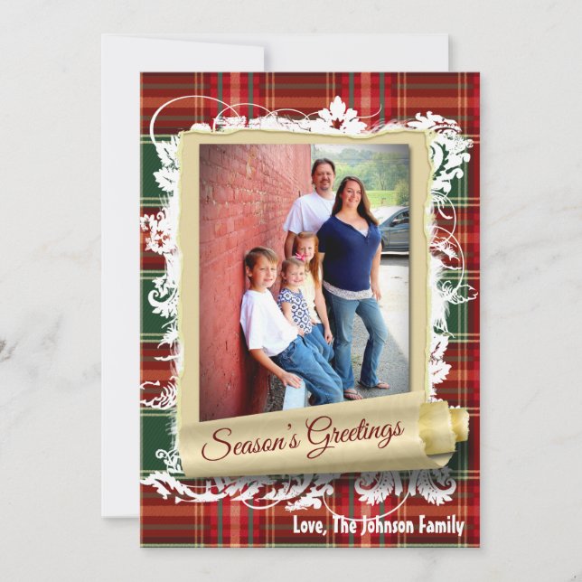5x7 XMAS Carte photo en tissu rouge plaqué Noël (Devant)