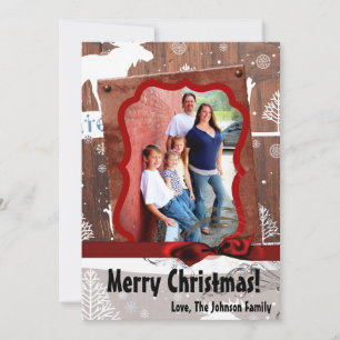 5x7 XMAS Cerf de Noël Bois Buck Doe Carte photo