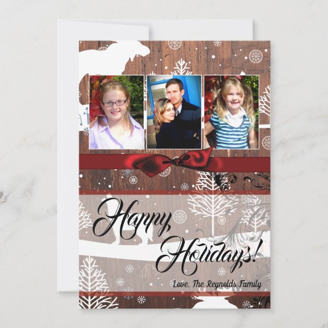 5x7 XMAS Cerf de Noël Bois Buck Doe Carte photo (Devant)