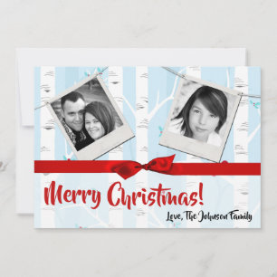 5x7 XMAS Christmas Birch Tree Winter PHOTO Card