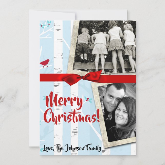 5x7 XMAS Christmas Birch Tree Winter PHOTO Card (Front)