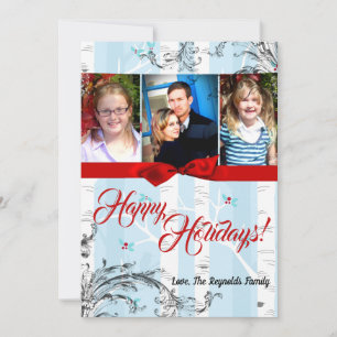 5x7 XMAS Christmas Birch Tree Winter PHOTO Card