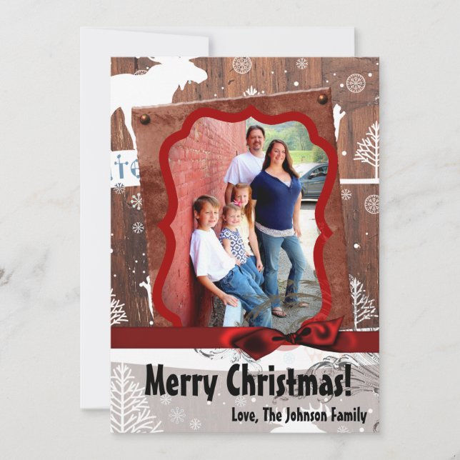 5x7 XMAS Christmas Deer Wood Buck Doe PHOTO Card (Front)