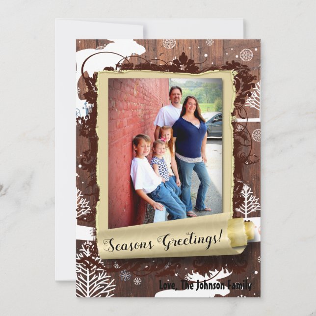 5x7 XMAS Christmas Deer Wood Buck Doe PHOTO Card (Front)