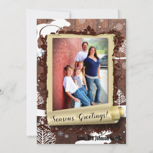 5x7 XMAS Christmas Deer Wood Buck Doe PHOTO Card