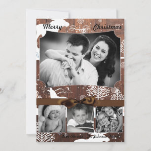 5x7 XMAS Christmas Deer Wood Buck Doe PHOTO Card