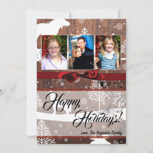 5x7 XMAS Christmas Deer Wood Buck Doe PHOTO Card