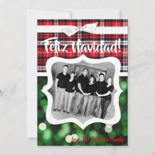 5x7 XMAS Christmas Green Bokeh Lights PHOTO Card