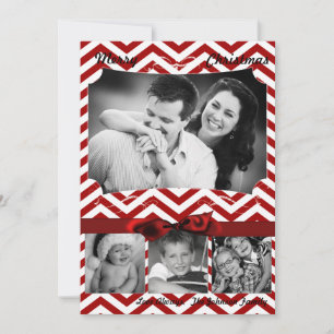 5x7 XMAS Christmas Red Chevron Chalkboa PHOTO Card