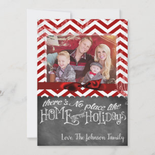 5x7 XMAS Christmas Red Chevron Chalkboa PHOTO Card