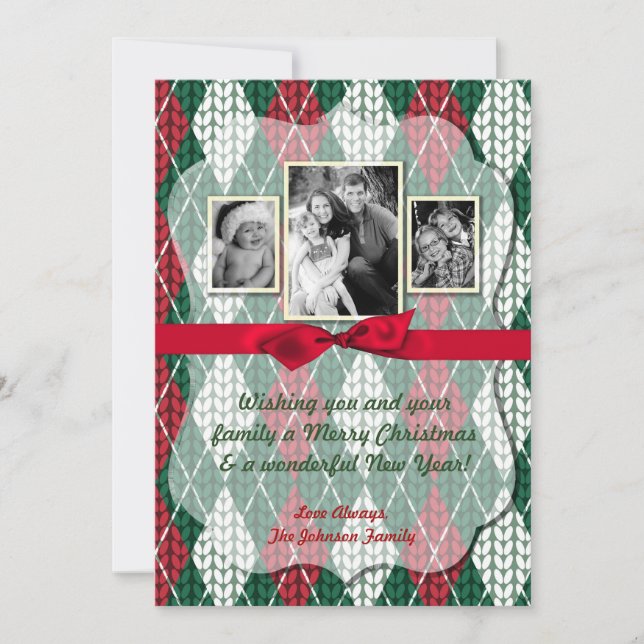 5x7 XMAS Christmas Ugly Sweater Green PHOTO Card (Front)