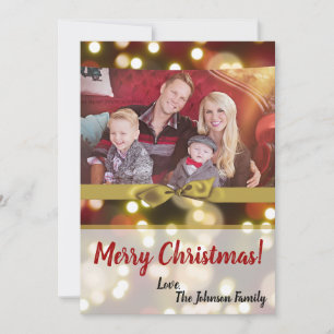 5x7 XMAS Noël Gold Bokeh Lights Carte photo