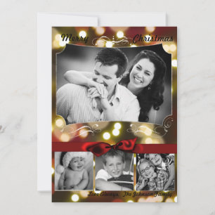 5x7 XMAS Noël Gold Bokeh Lights Carte photo